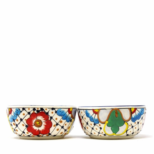 Half Moon Bowls - Dots and Flowers, Set of Two - Encantada