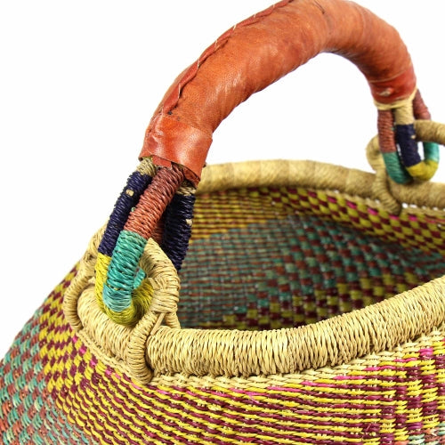 Bolga Pot Design Market Basket, Mixed Colors