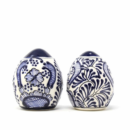 Encantada Handmade Pottery Spice Shakers, Blue Flower