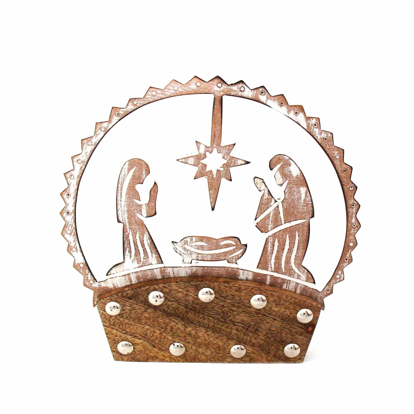 Mango Wood Tabletop Nativity Silhouette