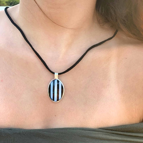 Pendant, Alabalone and Black Stripe