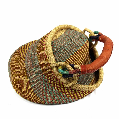 Bolga Pot Design Market Basket, Mixed Colors