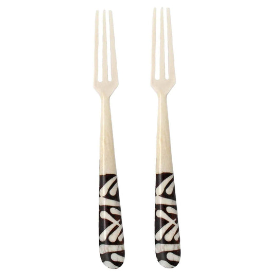 Long Batik Bone Appetizer Forks, Set of 2