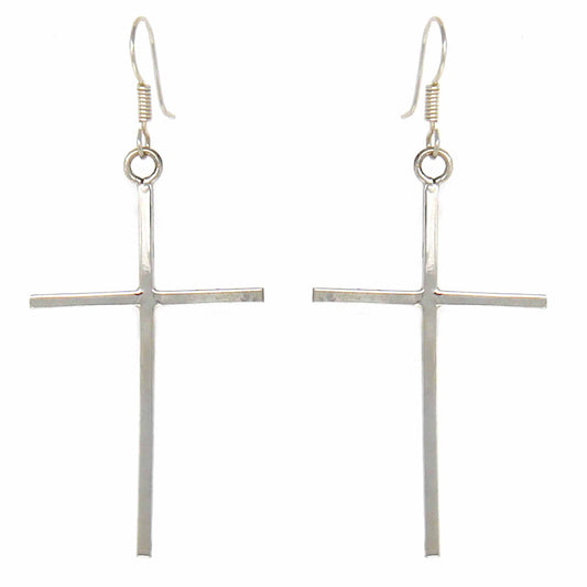 Sterling Silver Cross Drop Earrings