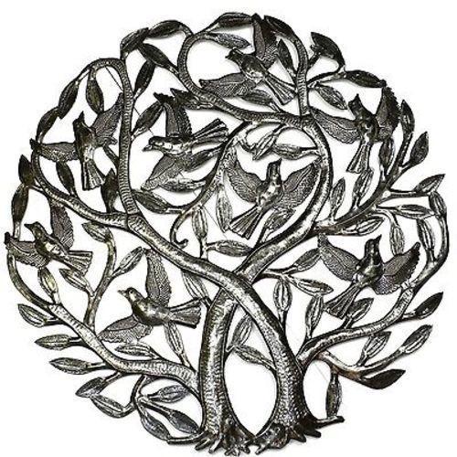 Double Tree of Life Metal Wall Art 24-inch Diameter - Croix des Bouquets