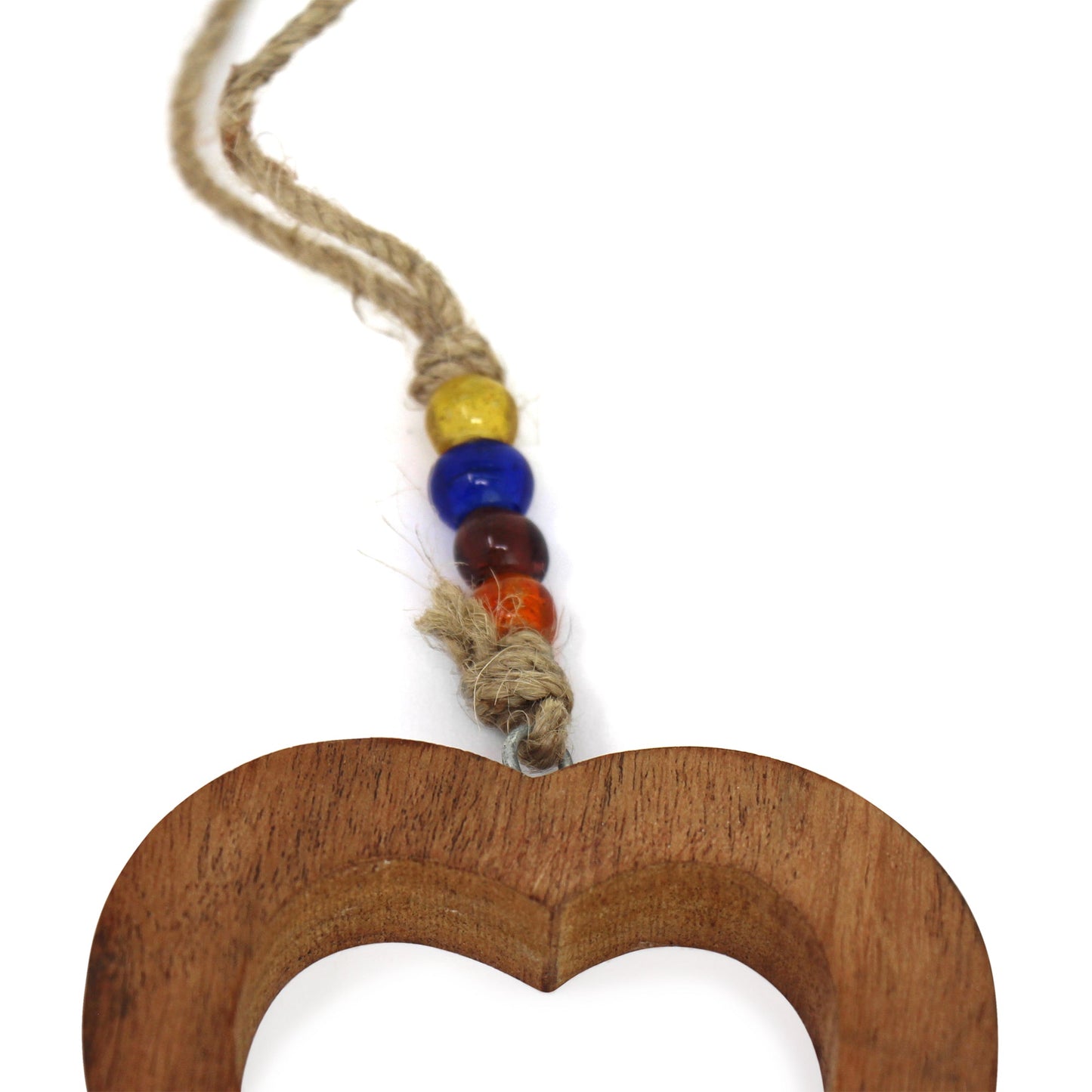 Handcrafted Wood Heart Chime with Iron Bell