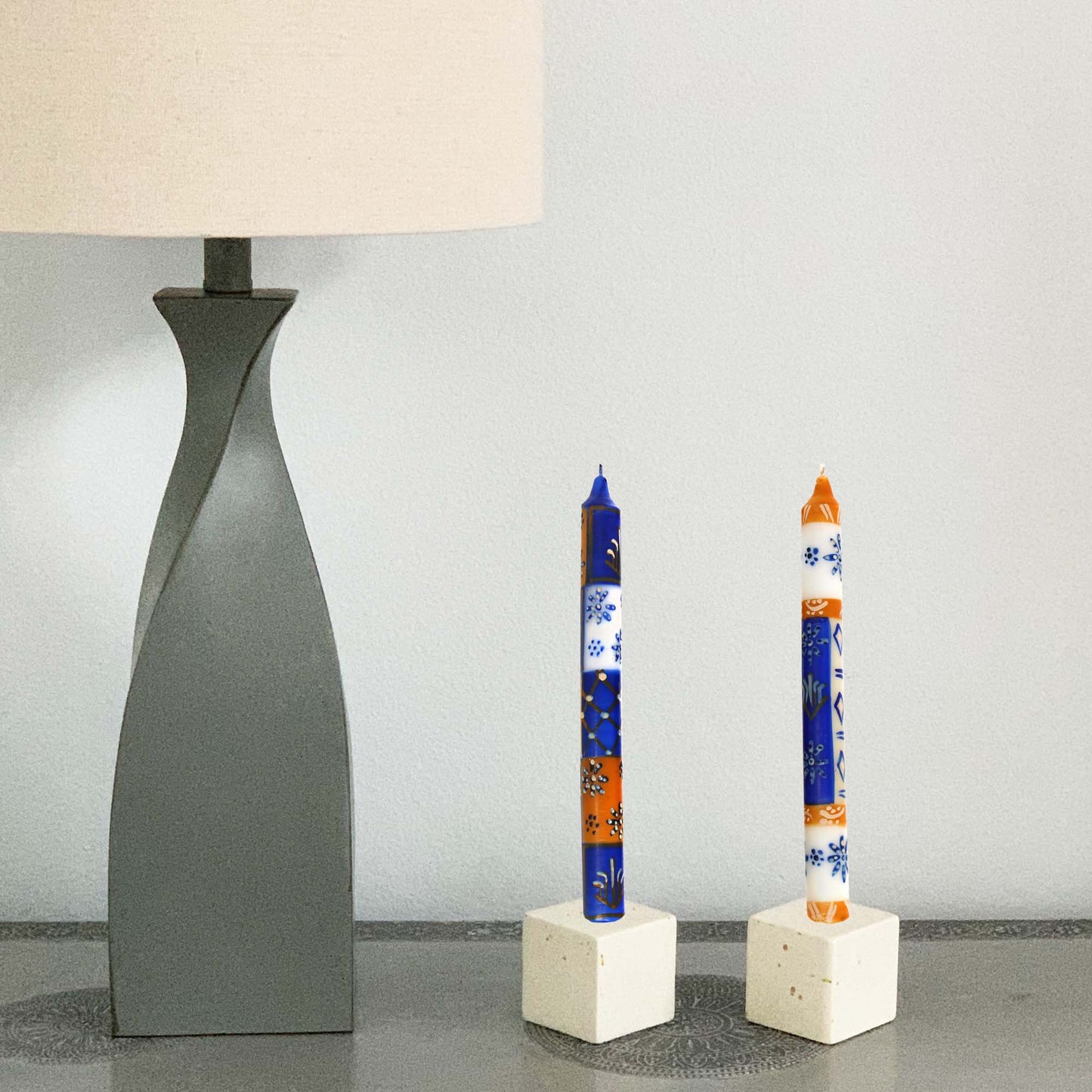 Tall Hand Painted Candles - Pair - Durra Design - Nobunto