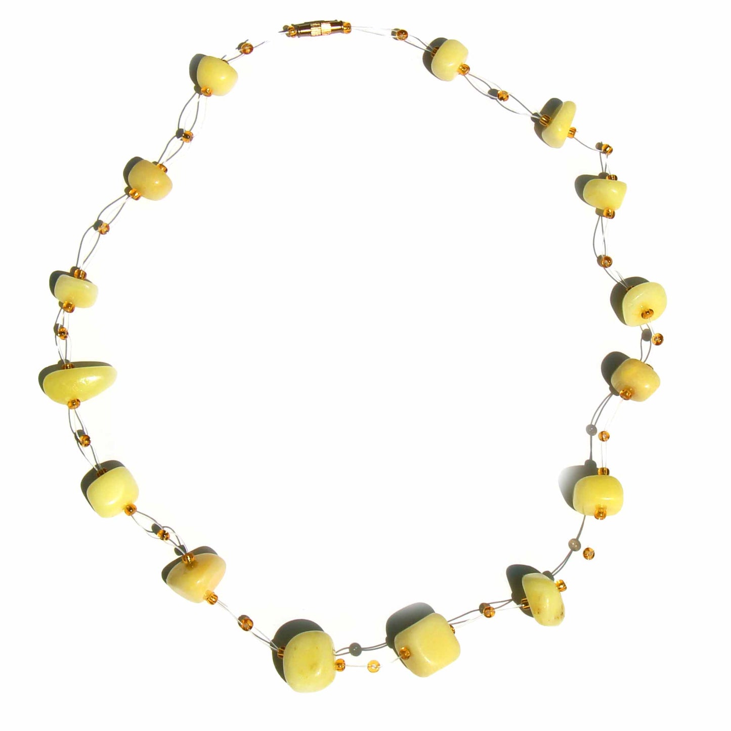 Floating Stone & Maasai Bead Necklace, Yellow