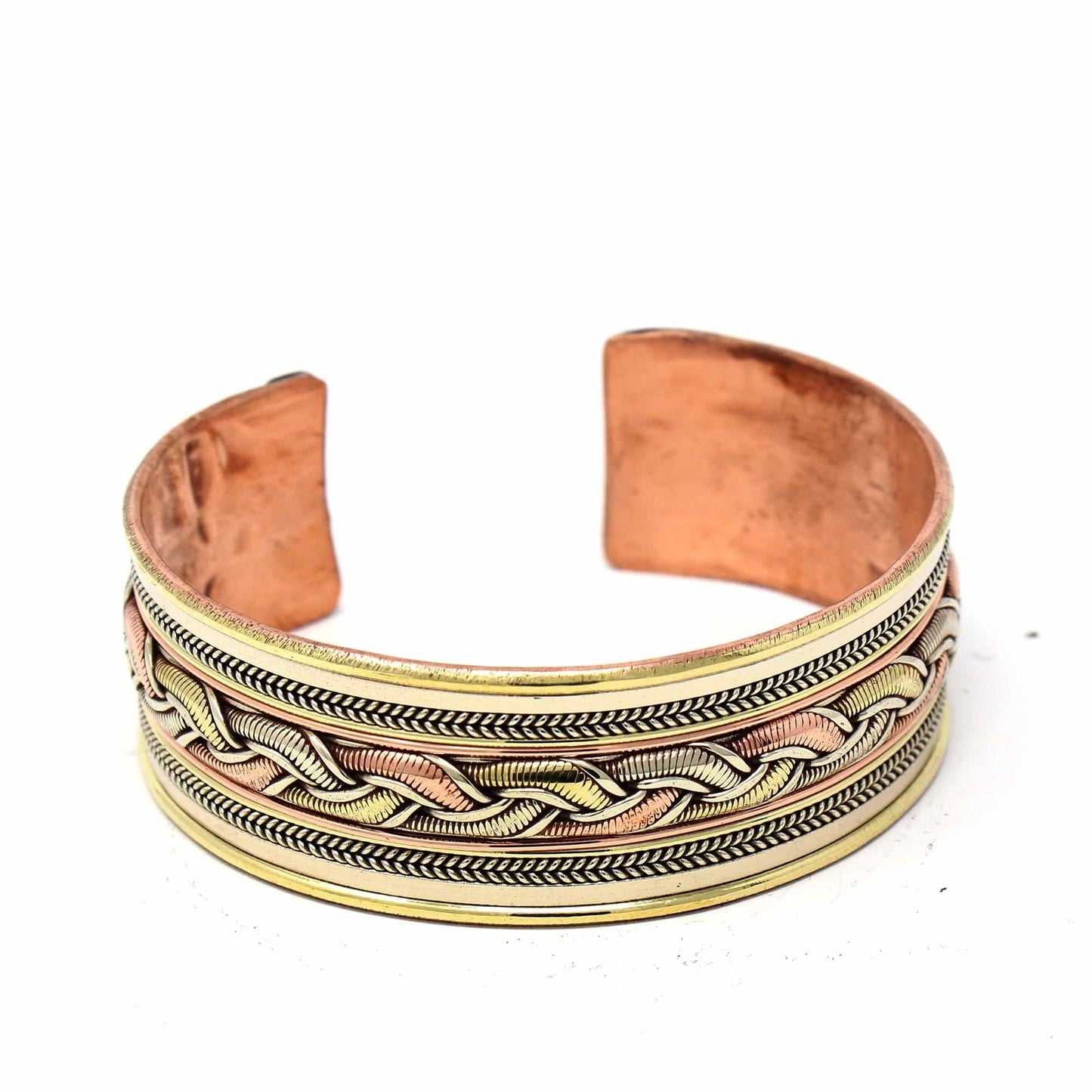 Copper and Brass Cuff Bracelet: Healing Ribbon - DZI (J)