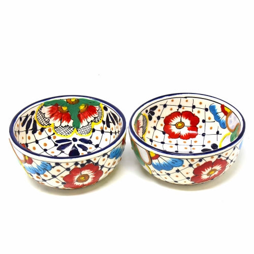 Half Moon Bowls - Dots and Flowers, Set of Two - Encantada