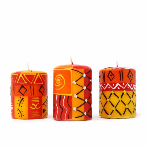 Set of Three Boxed Hand-Painted Candles - Zahabu Design - Nobunto