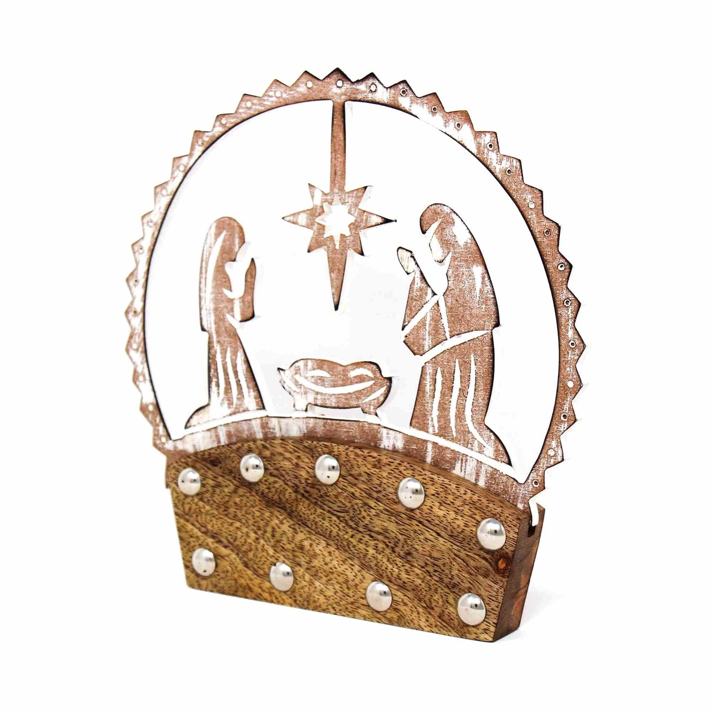 Mango Wood Tabletop Nativity Silhouette