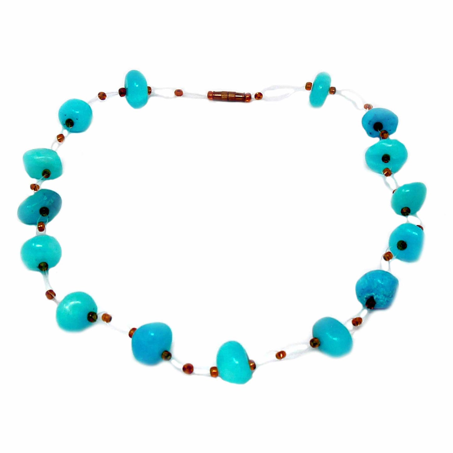 Floating Stone & Maasai Bead Necklace, Turquoise