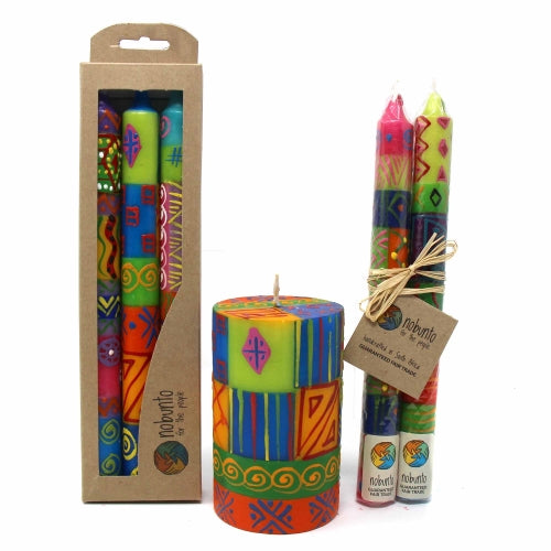 Single Boxed Hand-Painted Pillar Candle - Shahida Design - Nobunto