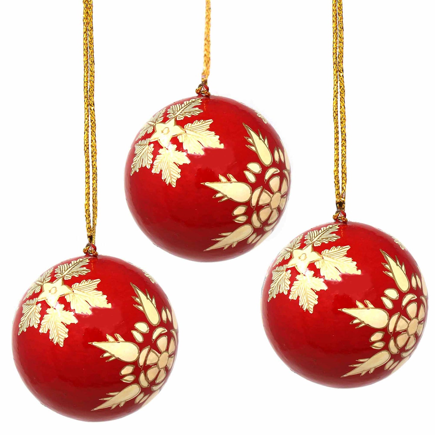 Handpainted Ornaments, Gold Snowflakes - Pack of 3